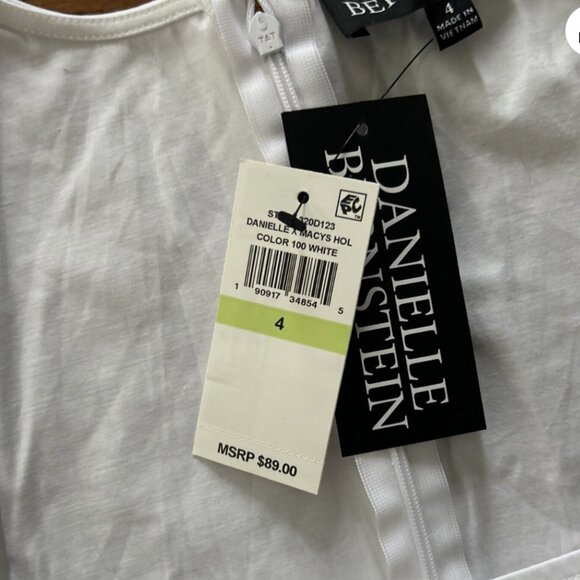 NWT DANIELLE BERNSTEIN White Puff Sleeve Corset Squareneck Dress Mini Graduation - Picture 3 of 4